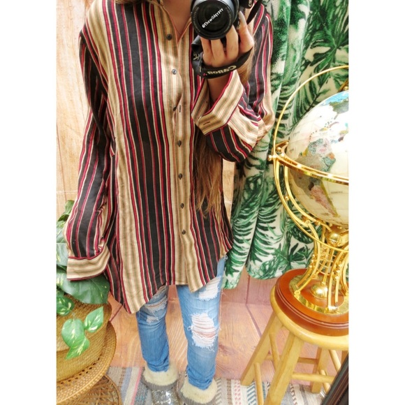 Vintage Tops - NEW Vintage autumn striped oversized button down 🍁